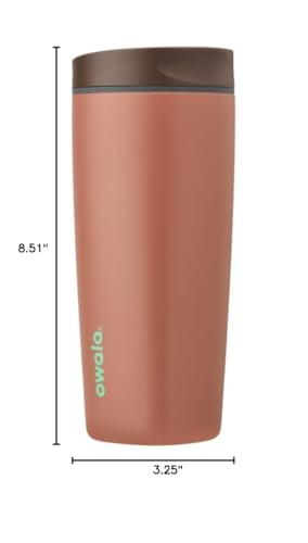 Owala SmoothSip Slider Insulated Stainless Steel Coffee Tumbler, Reusable Iced Coffee Cup, Hot Coffee Travel Mug, BPA Free 20 oz, Cozy Cocoa - color: Cozy Cocoa, size: 20 Ounces