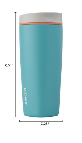 Owala SmoothSip Slider Insulated Stainless Steel Coffee Tumbler, Reusable Iced Coffee Cup, Hot Coffee Travel Mug, BPA Free 20 oz, Grey/Blue (Beachy Breeze) - color: Beachy Breeze, size: 20 Ounces