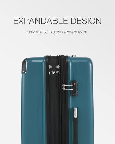 Coolife Luggage, Suitcase with Durable and Lightweight, Large Checked Luggage with PC+ABS Hardshell Expandable, Dual Spinner Wheels, TSA Lock, and YKK Zipper(green new, L(28in)) - color: green new, size: L(28in)