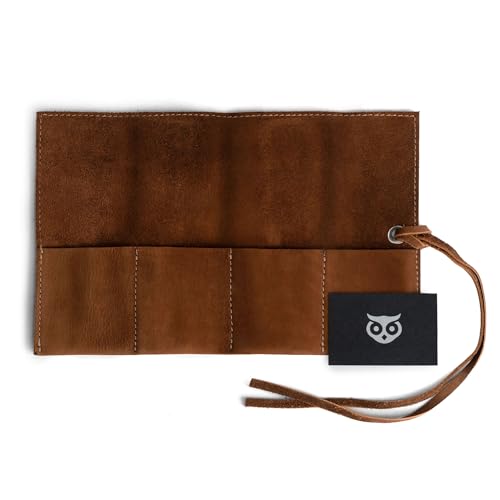Hide & Drink, Leather Watch Roll Organizer Handmade from Full Grain Leather, Holds Up to 4 Watches, Easy Carry On Watchlover Storage (Swayze Suede) - color: Swayze Suede