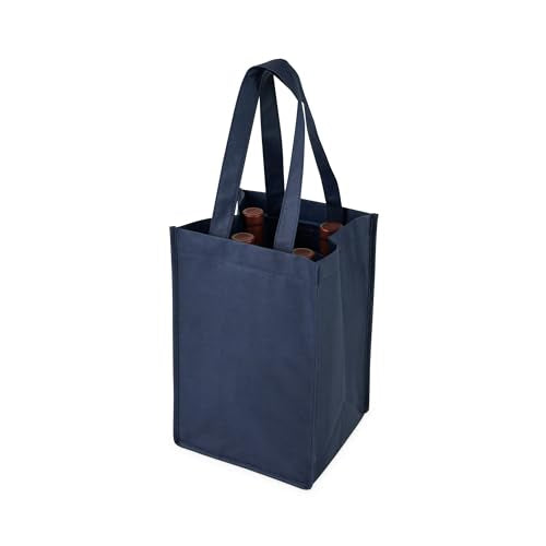 True Wine Tote Bag, 4 Bottle Wine Carrier, Wine Carrier Tote Bag with Dividers, Reusable Wine Bags, Wine Bottle Carrier Tote - color: Blue