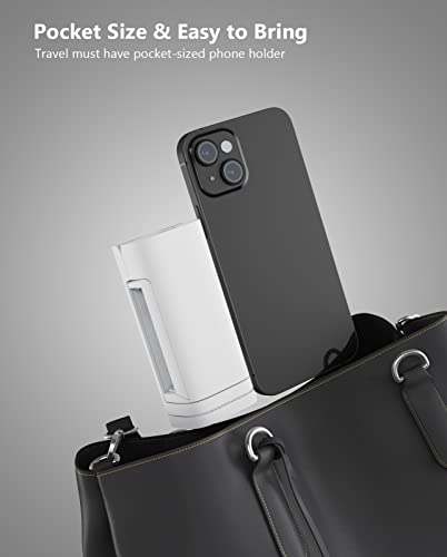 MiiKARE Travel Essentials Airplane Phone Holder, Universal Handsfree Phone Mount for Flying with 360 Degree Rotation, Travel Must Haves Phone Stand for Desk, Tray Table, White - color: White