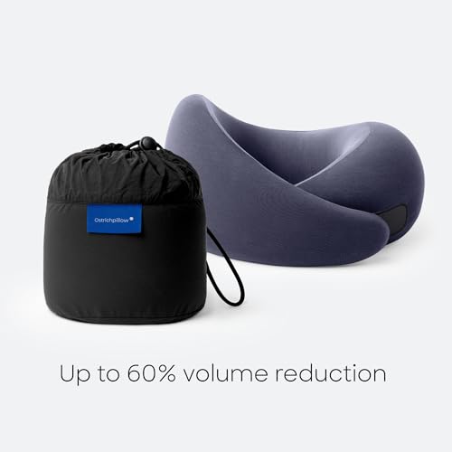 Ostrichpillow Go Neck Pillow, Travel Pillows for Airplanes, Premium Memory Foam Travel Pillow, 360º Ergonomic Design, Asymmetrical Sides, Travel Bag Included, Washable Modal Cover - color: Night Walk