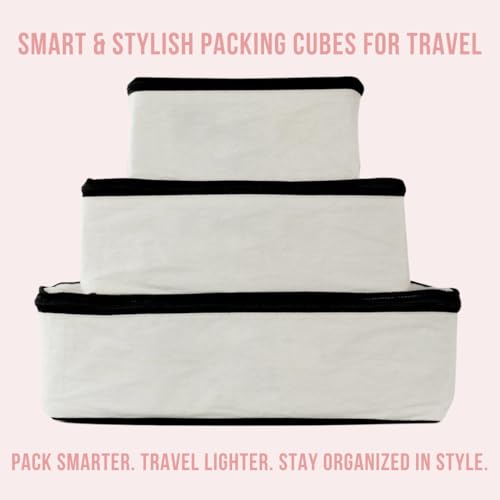Bag-All Packing Cubes for Travel | Suitcase Organizers for Women | Travel Luggage Cubes for Packing | Luggage Compartment Organizers | Cream (Set of 3)