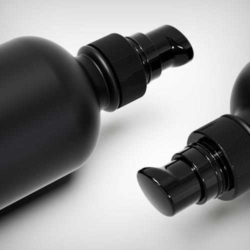 12Pack 120ml Matte Black Glass Pump Bottle with Black Pump Dispenser,4oz Small Dispenser, Travel Size Refillable Botttles for Lotions,Sercums,Essential Oils - color: 4oz Black(12pcs)