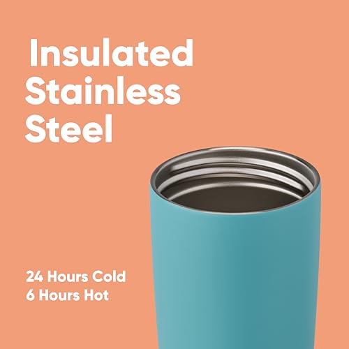 Owala SmoothSip Slider Insulated Stainless Steel Coffee Tumbler,Reusable Iced Coffee Cup,Hot-Coffee Travel Mug,BPA Free 20 oz,Grey/Blue (Beachy Breeze),(Pack of 8) - color: Beachy Breeze, size: 20 Ounces (Pack of 8)