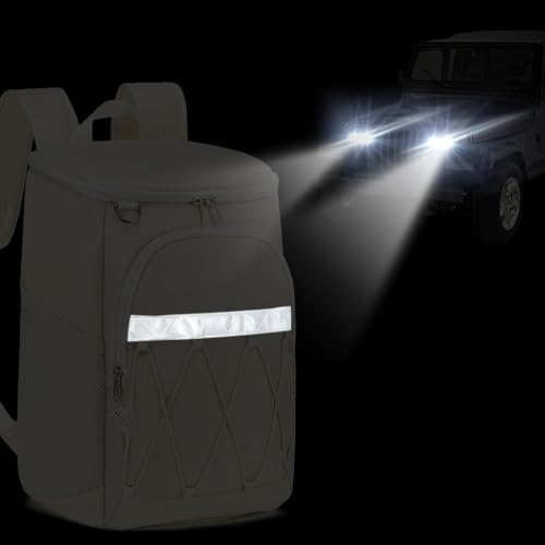 Backpack Cooler Backpack 26 Cans Insulated Leak Proof for Women Men Beach Camping Picnic Fishing Hiking Lunch Backpack Waterproof Cooler - color: Beige, size: Medium