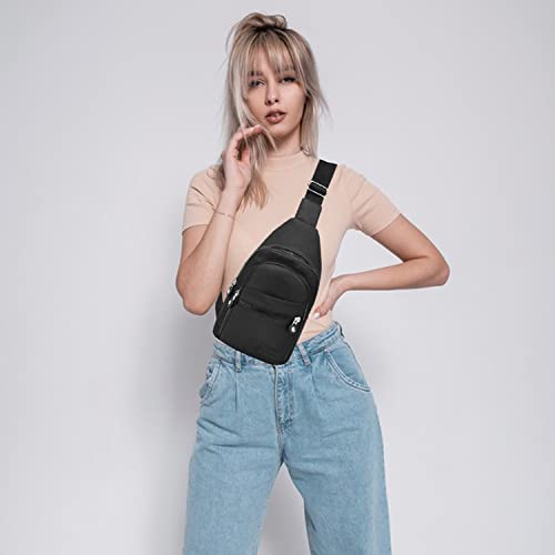 Banelu Small Sling Backpack Crossbody Bags for Women Men, Small Sling Bag Cross Body Bag Fanny Packs Crossbody Purses - Black - color: Black