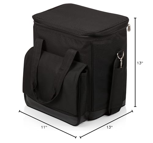 Picnic TIME Cellar 6-Bottle Wine Carrier & Cooler Tote, Insulated Padded Wine Cooler Bag for Travel, Portable Water-Resistant Wine Bag, (Black with Gray Accents) - style: Wine Carrier
