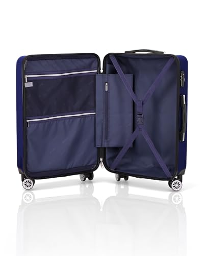 Coolife Luggage, Suitcase with Durable and Lightweight, Checked Luggage with PC+ABS Hardshell, Dual Spinner Wheels, TSA Lock, and YKK Zipper(navy new, M(24in)) - color: navy new, size: M(24in)
