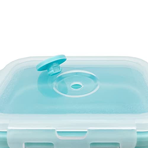 CCyanzi 3piece Collapsible Food Storage Containers with Lids, Silicone Lunch Container, Microwave & Freezer Safe, Space Saving for Kitchen Cabinet and Camping Backpack,(blue) - color: blue