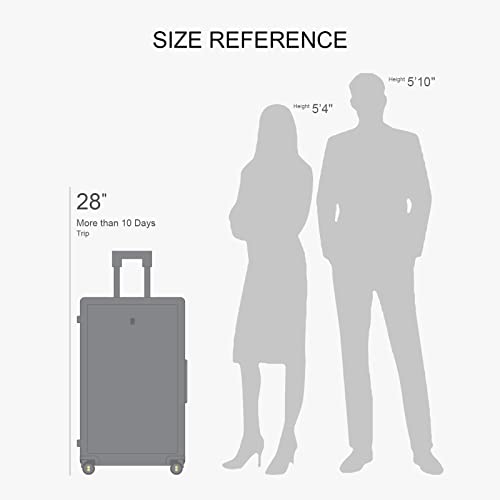 LEVEL8 Trunk Luggages, 28 Inch Luggage with Spinner Wheels, Luminous Textured Checked Large Hard Shell Lightweight with Tsa Lock, Navy - color: Navy, size: Trunk 28 Inch