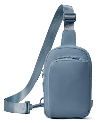 CHOLISS Small Crossbody Bags for Women and Men, Sling Bag for Women and Men Trendy, Fanny Packs Chest Bag with Extended Strap - color: Lake Blue