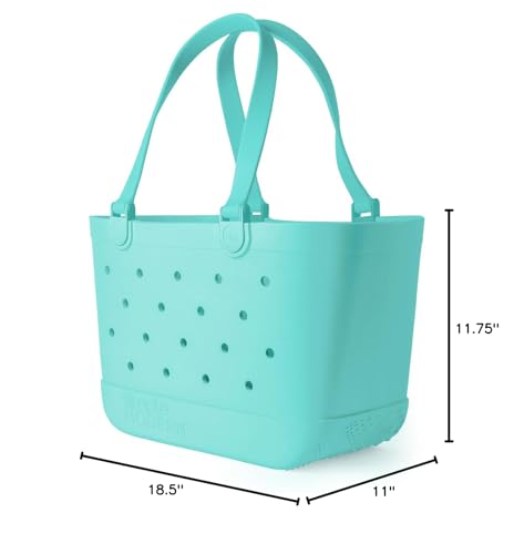 Simple Modern Large Beach Bag | Waterproof Getaway Rubber Tote with Zipper Pocket for Travel, Pool, Boat, Groceries, Sports | Ocean Water - color: Ocean Water, style: Large