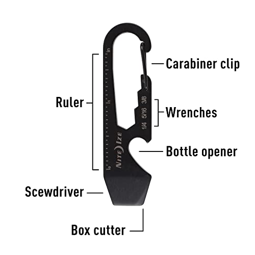 Nite Ize DoohicKey Keychain Multi Tool, Stainless-Steel 5-in-1 Multi Tool With Bottle Opener + Carabiner Clip, Black (Pack of 2) - size: 1 Count (Pack of 2)