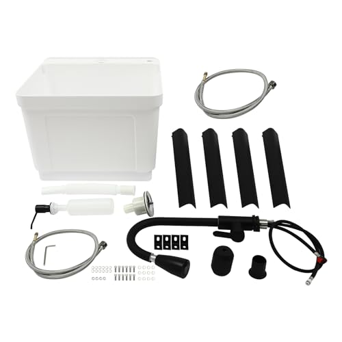 Utility Sink Laundry Tub Garage Sink w/Pull-out Faucet Freestanding Utility Sink Slop Sink for Washing Room Restaurants Utility Rooms Gardens, 19.69"W x 18.9"D x 33.07"H - color: White+Black, 19.7 x 18.9 x 33.1in