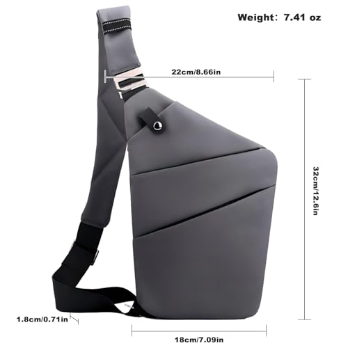 Anti Theft Travel Bag, One Shoulder Large Capacity Cross-body Bag Chest Fashion Lightweight Sling Bags for Travel Sports - color: Dark Grey, style: Left Shoulder