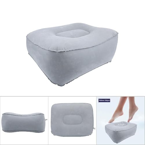 Footrest with Air Pump - Soft Flocking Adjustable Height Leg Support Cushion for Travel, Office & Home Use,37x30x16cm/14.57x11.81x6.30in(Purple+Grey) - color: Purple+grey