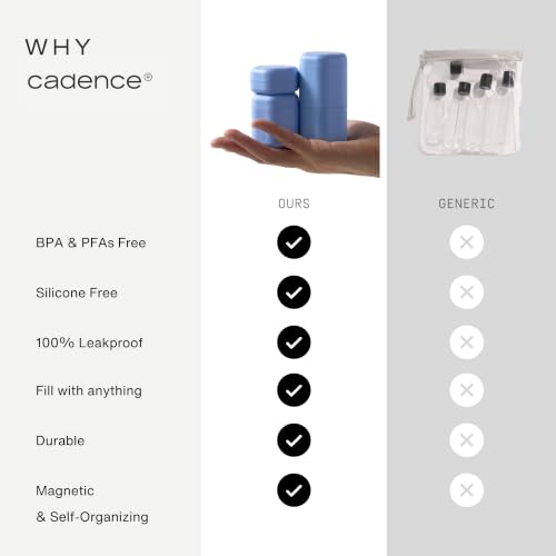 Cadence Travel Containers - Daily Routine Capsule Set - Magnetic Containers with Lids,4 Flex Mediums (1.32oz) & 3 Flex Smalls (0.56oz) - Shampoo, Conditioner, Body Wash, Pills, & More - Charcoal - color: Charcoal