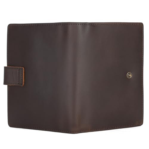 Polare Slim RFID Blocking Leather Passport Holder Travel Bifold Wallet For Men (Dark Brown(Snap Version)) - color: Dark Brown(Snap Version)