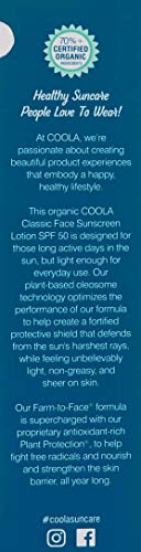 COOLA Organic Face Sunscreen SPF 50 Sunblock Lotion, Dermatologist Tested Skin Care for Daily Protection, Vegan and Gluten Free, Fragrance Free - size: 1.7 Fl Oz (Pack of 2)