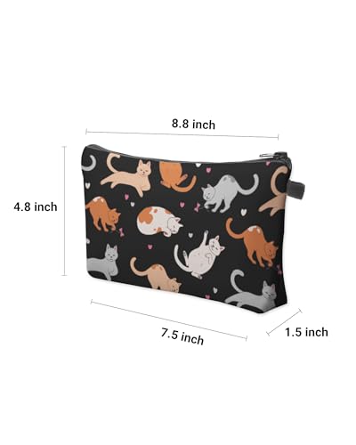 Cute Travel Makeup Bag Cosmetic Bag Small Pouch Gift for Women (Cat Black) - color: Cat Black