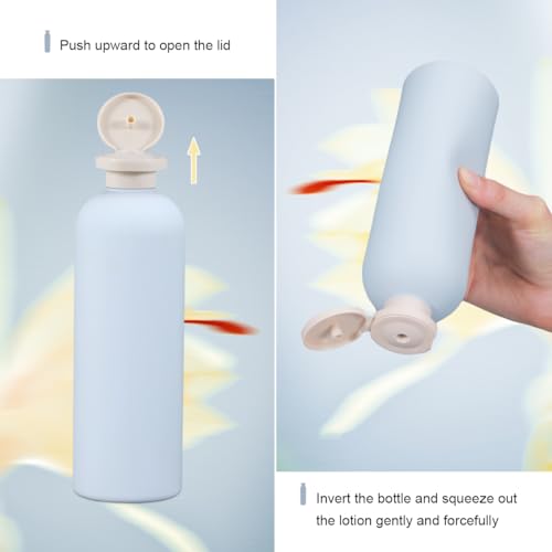 ASEVAT 13.5oz 4pack Refillable Travel Shampoo and Conditioner Bottles, Travel Size containers, Travel Bottle for toiletries, Squeeze Bottles with Flip Cap, Empty Plastic Leak Proof Travel Bottles - color: Blue, size: 13.5oz