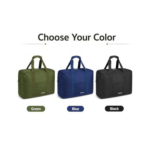 Foldable Travel Duffle Bag with Trolley Sleeve 40L Capacity, Lightweight Packable Travel Duffel Bags with the Keyhole Zipper, Weekender Overnight Nylon Carry on Bag for Men & Women, Black - color: Black