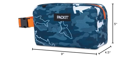 PackIt Freezable Snack Box, Camo Shark, Built with ECOFREEZE Technology, Collapsible, Reusable, Zip Closure with Buckle Handle, Great for Fresh Snacks on the go (Pack of 12) - color: Camo Sharks, size: PackIt Freezable Snack Box (Pack of 12)