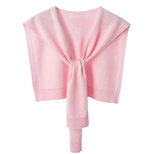 WaJuemy Women's Sweater Shawl Wraps Sleeves Knitted Collar Sweater Scarf Top Casual Lightweight Shoulder Cape Accessories - color: 19 Pink