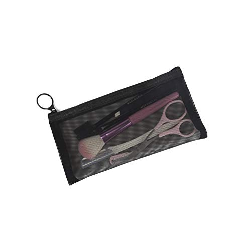 patu Zipper Mesh Bags, Long Case, 5 Pieces, Beauty Makeup Cosmetic Accessories Organizer, Travel Toiletry Kit Set Storage Pouch, Black - size: Long (7.9" x 4", 5 pcs)