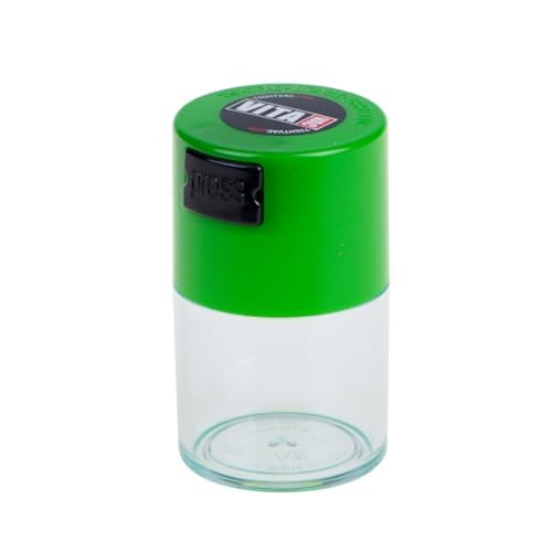 Vitavac - 5g to 20 grams Airtight Multi-Use Vacuum Seal Portable Storage Container for Dry Goods, Food, and Herbs - Green Clear - color: Green Clear