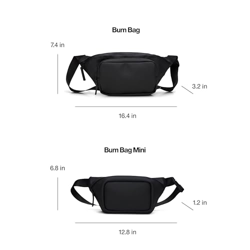 RAINS Bum Bag - Black Waterproof Unisex Sling Bag for Men and Women - Adjustable Strap, Coated Zip Closure - Crossbody Belt Bag for Travel and Everyday Use - 2 Year Warranty - size: Standard