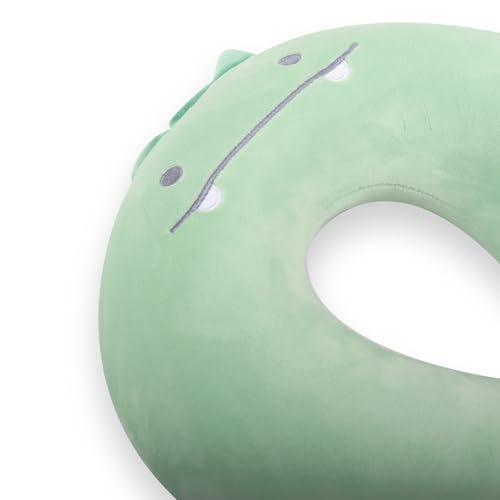 Kids Neck Pillow for Travel with Sleep Eye Mask, Cute Travel Neck Pillow, Memory Foam Flight Sleeping Headrest Pillow for Boys & Girls, Airplane, Train, Car, Home Use - Green Dinosaur - color: Green Dinosaur