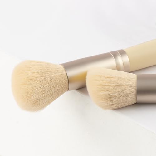 Real Perfection Makeup Brush Set 16 Pcs with 1 Eyebrow Razor Premium Synthetic Foundation Powder Concealers Eyeshadow Blush Makeup Brushes Make up Brushes Kit (Beige) - color: Beige