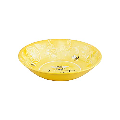 UPware 12 Piece Sweet Bees Melamine Dinnerware Sets, Outdoor Dishes Set, Plates and Bowls Sets, Service for 4, Yellow - color: Sweet Bees