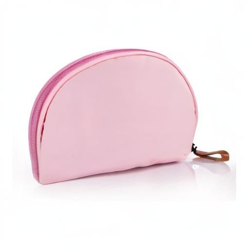 Hekyip Half Moon Cosmetic Beauty Bag for Purse Travel Handy Makeup Pouch for Women Ladies (PINK) - color: PINK