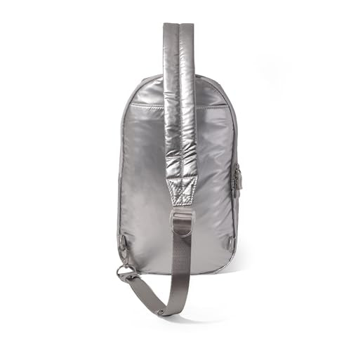Baggallini Swift Sling - Lightweight 7.25"x 12.5" Crossbody Sling Backpack with Convertible - color: Silver Metallic