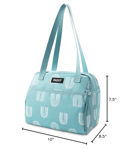 PackIt Freezable Hampton Lunch Bag, Desert Arch, Built with EcoFreeze Technology, Collapsible, Reusable, Zip Closure with Front Pocket and Shoulder Straps, Perfect for Tweens and Adults - color: Desert Arch