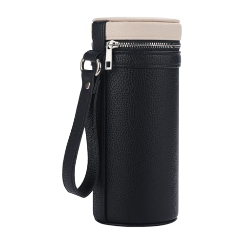 3 slots eyeglass case Leather sunglasses storage box, suitable for both men and women, Glasses Storage Holder Box - color: Black/White
