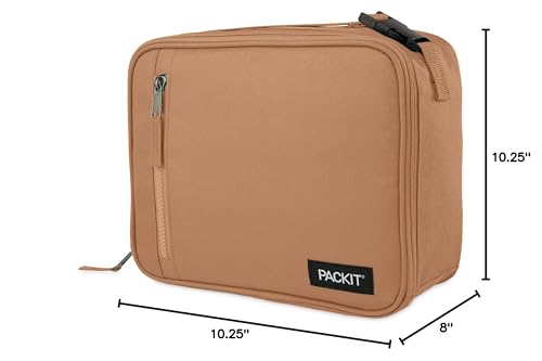 PackIt(R) Freezable Classic Lunch Box, Almond, Built with EcoFreeze(R) Technology, Collapsible, Reusable, Zip Closure With Zip Front Pocket and Buckle Handle, Designed for Fresh Lunch On the Go - color: Almond
