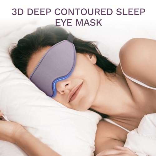 99% Fully Block Out Light Eye Sleep Mask, 3D Deep Contoured Eyes Cover Zero Pressure, Long Lash Extension Eyes Mask with Adjustable Straps for Sleeping Travel Home Nap Rest Women Men (Light Purple) - color: Light Purple