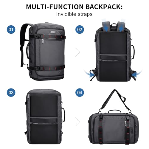 WITZMAN Travel Backpack for Men 35L Carry-on Laptop Backpack Luggage Fit 16 inch TSA Friendly Flight Approved with Shoe Compartment for Airplanes(B718 Silvery Grey) - color: Silvery Grey