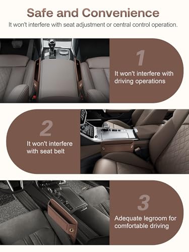 Universal Fit Premium Leather Car Seat Gap Filler Organizer, Center Console Organizer with Card Slots, Clever Gifts for Car SUV Truck Owners (Brown, 2 Pack) - color: 04 Brown, 2 Pack