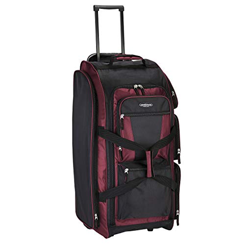 Travelers Club Xpedition 30 Inch Multi-Pocket Upright Rolling Duffel Bag - color: Crimson Red