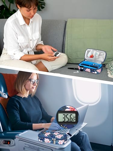 YOUSHARES Insulin & peptide Cooler Travel Case for Pen & Vials, Temperature Display Diabetic Med Cooling Bag with Protective Ice Brick, TSA Approved Refrigerated Diabetes Supplies Carrying Organizer - color: 01_Magnolia