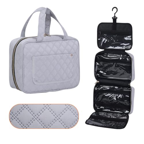 Hanging Toiletry Bag for Women Cosmetic Toiletries Travel Bag, Grey - color: Grey