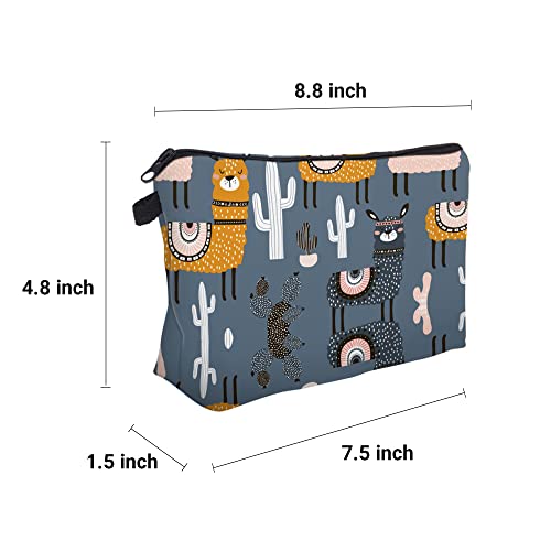 Cute Travel Makeup Bag Cosmetic Bag Small Pouch Gift for Women (Llama Cactus) - color: Llama Cactus