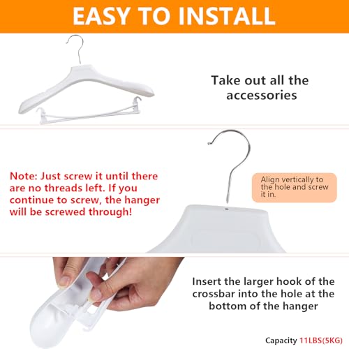 DEDU Suit Hangers for Men 40 Pack, White Coat Hangers Extra Wide Non Slip Width 17.7", Thick Plastic with Pants Bar & Metal Hook - color: White, size: 40 Pack