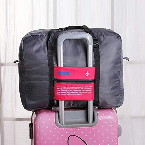 Foldable Travel Duffel Bag 2PCS Sports Gym Tote Water Resistant Carry on Luggage bag Weekender Overnight Bag (Pink+Blue) - color: Blue+Pink